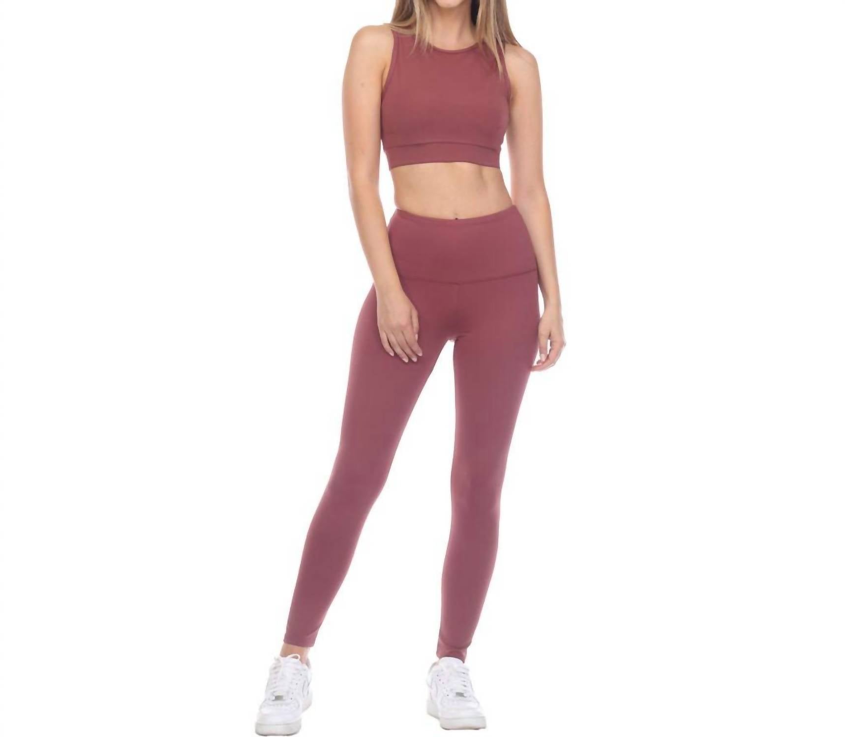 GOLDHAUS High Rise Leggings in mauve - women's pants