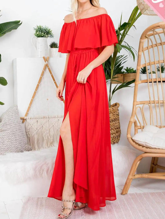 Sweet Lovely By Jen - Curvy Off Shoulder Maxi Dress Chiffon