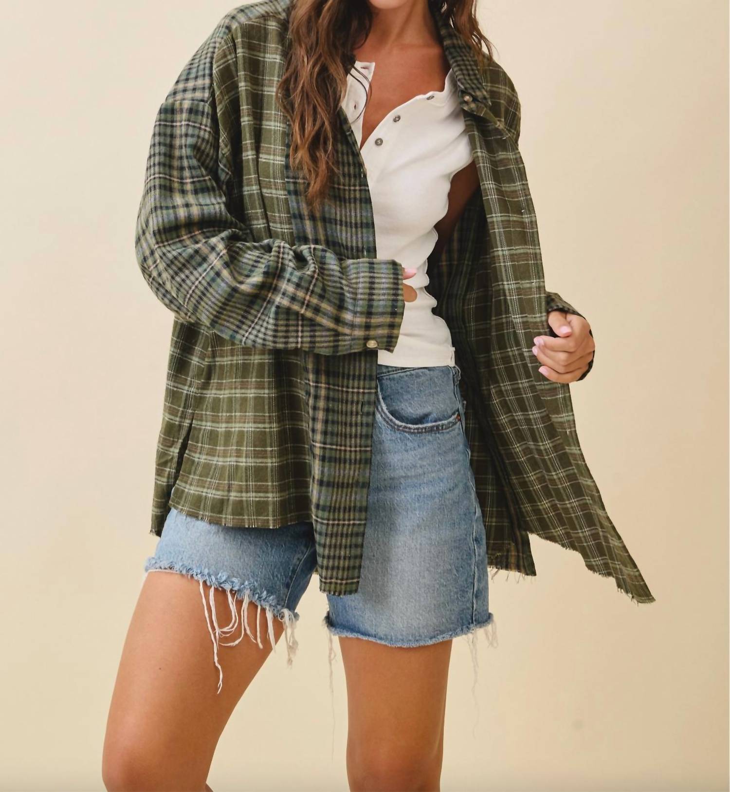 Aemi + Co - Mixed Plaid Flannel Shirt