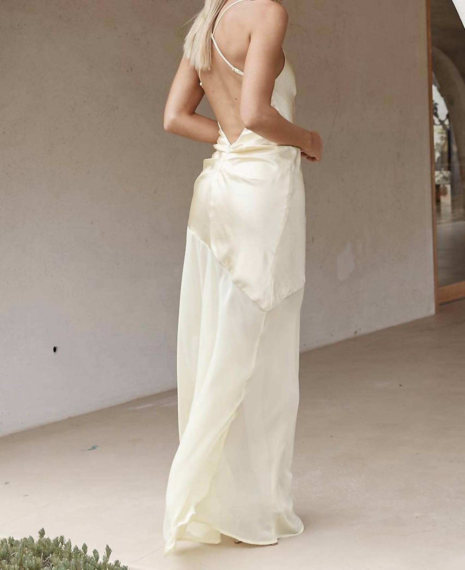 Runaway the Label Samani Maxi Dress in lemon - women's dress - detail view