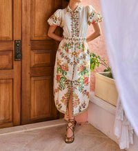 HEMANT & NANDITA Pahi Long Shirt Dress in white - women's dress