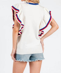Sewn And Seen - USA Ruffle Sleeve Sweater