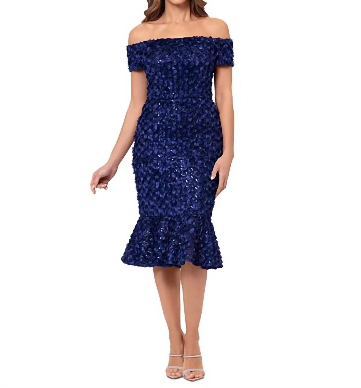 Xscape - Off The Shoulder Lace Fit And Flare Dress