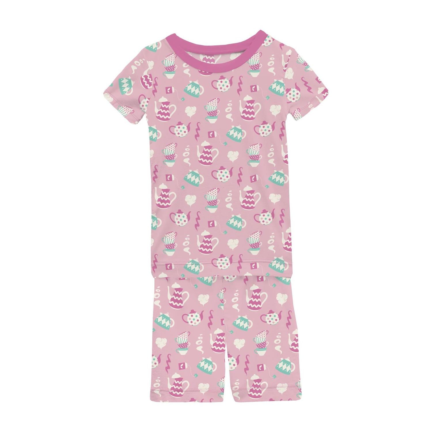 Kickee - Girl's Short Sleeve Bamboo Pajama Set with Shorts