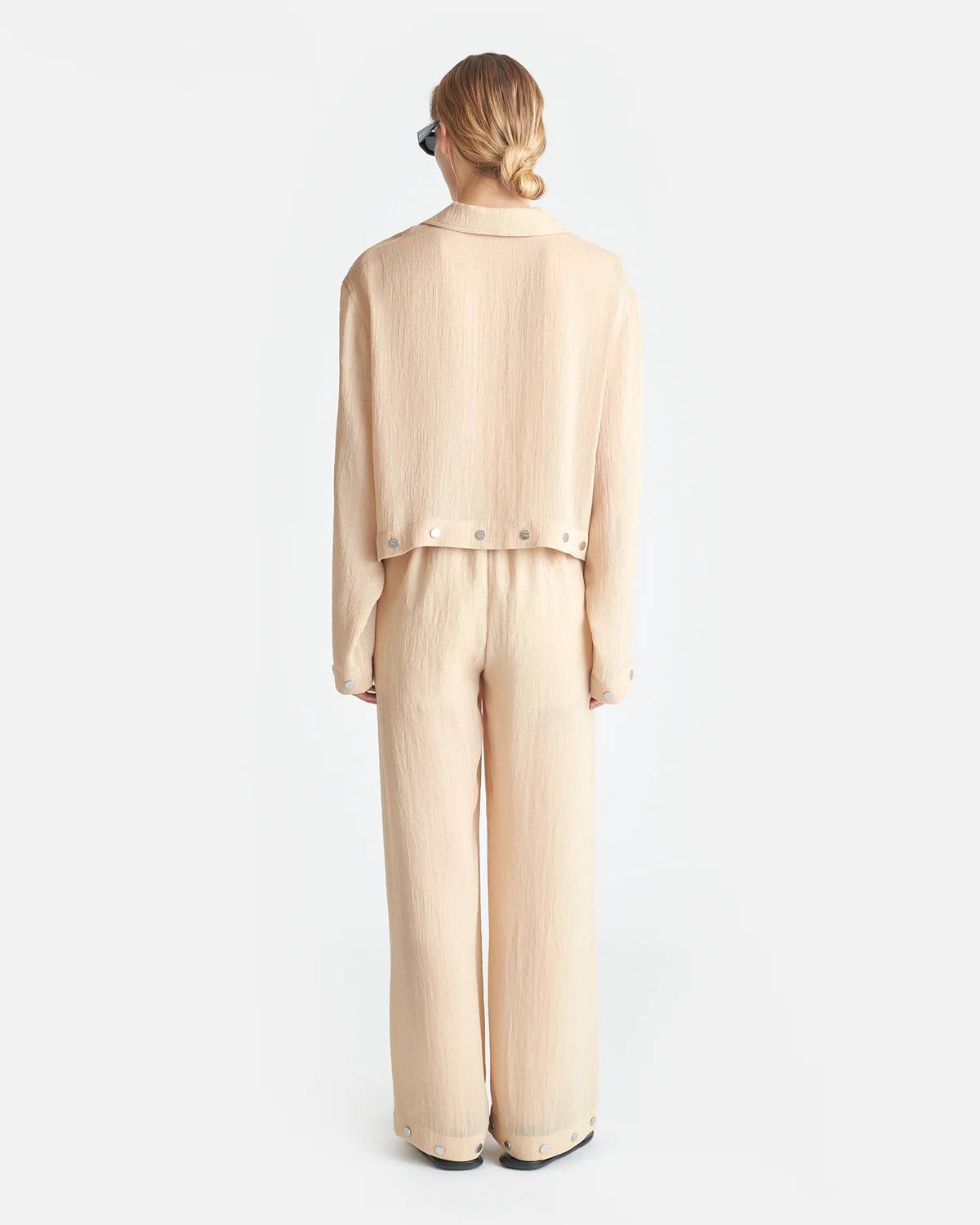 Nanushka - Cropped Long Sleeve Pajama Shirt