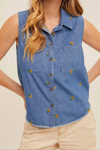 Hem & Thread - Flower Embroidered Shirt