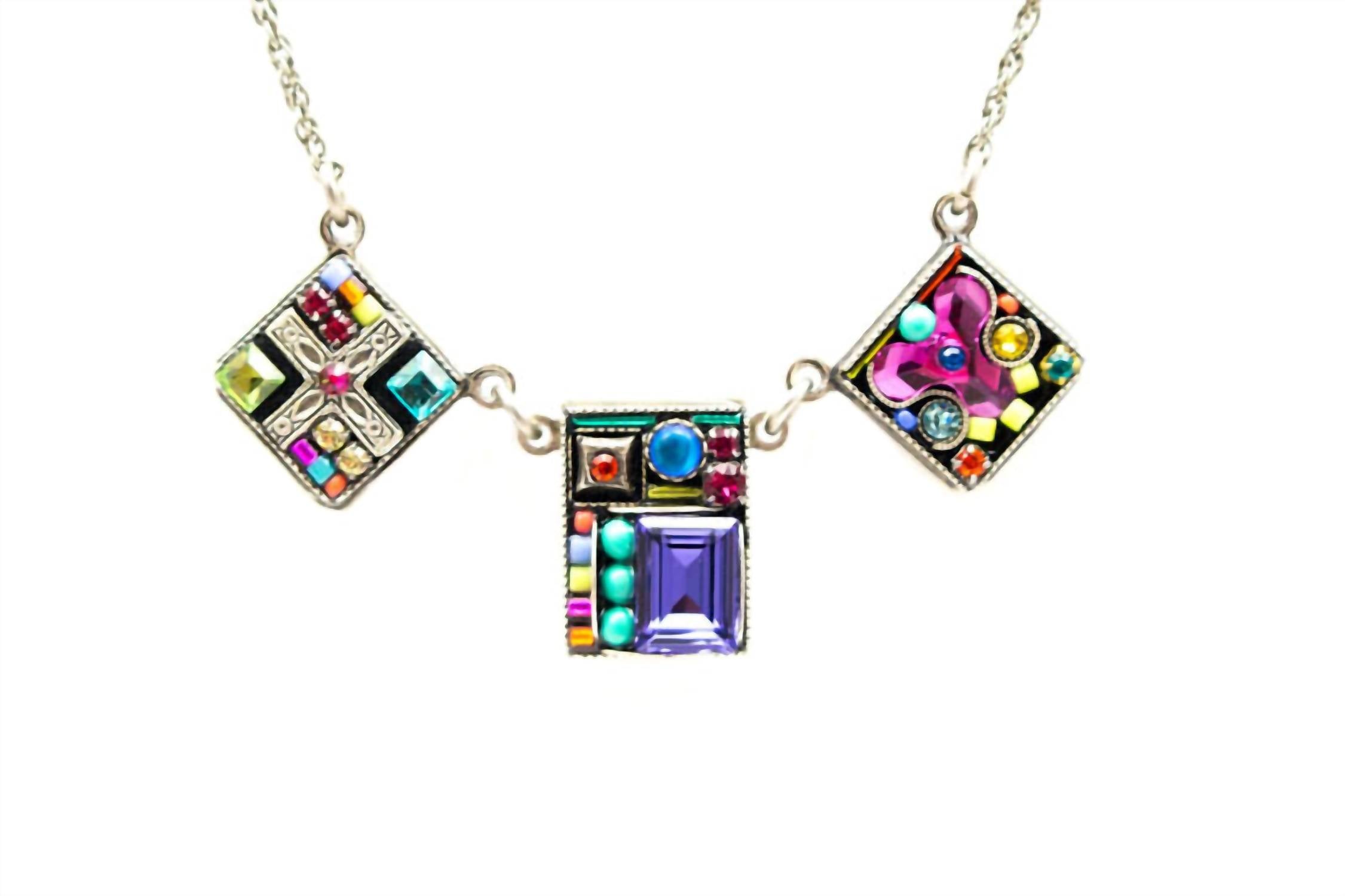 Firefly Jewelry - Women's Geometric 3 Square Necklace