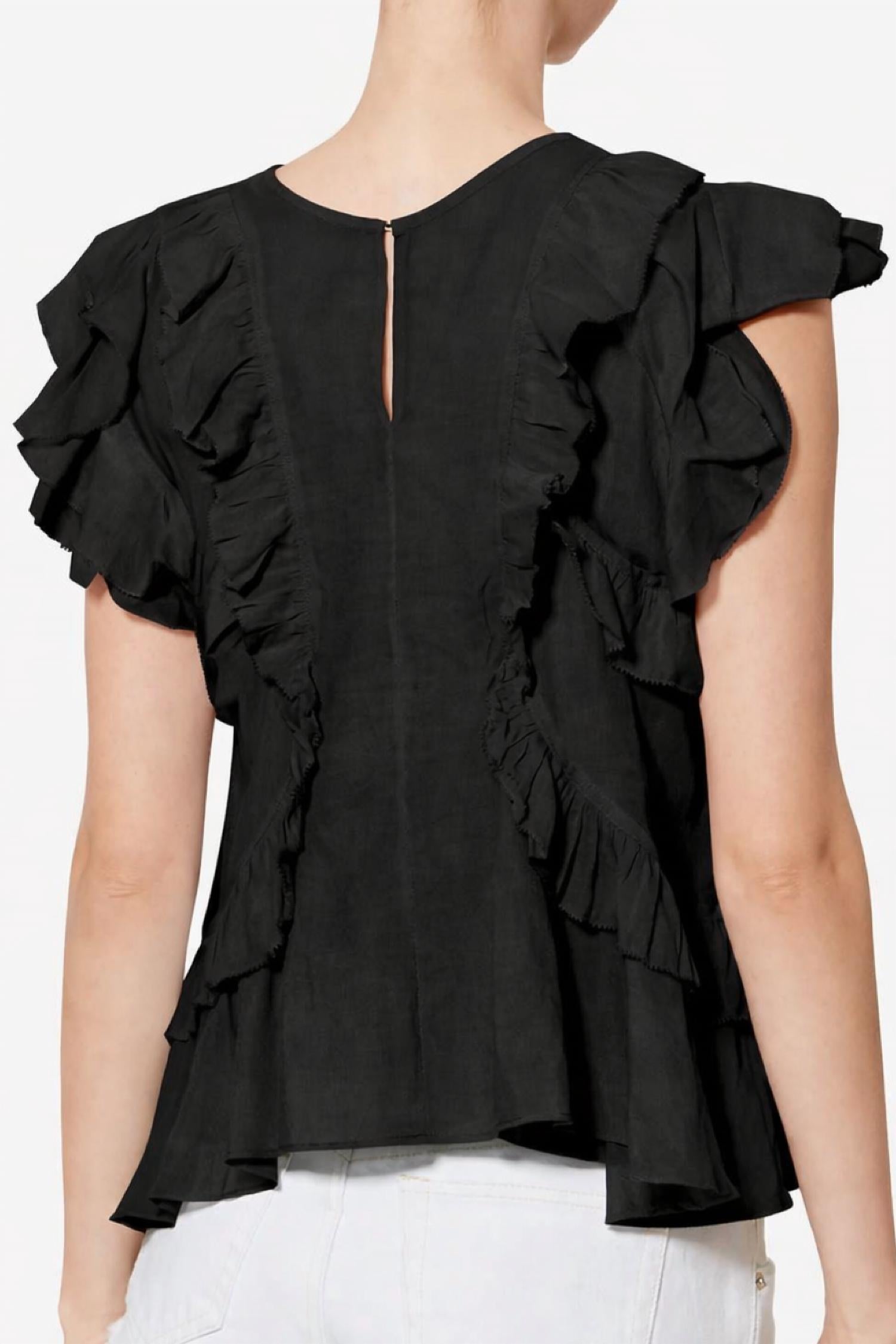 ISABEL MARANT Nalou Top in black 1 - women's shirt - detail view