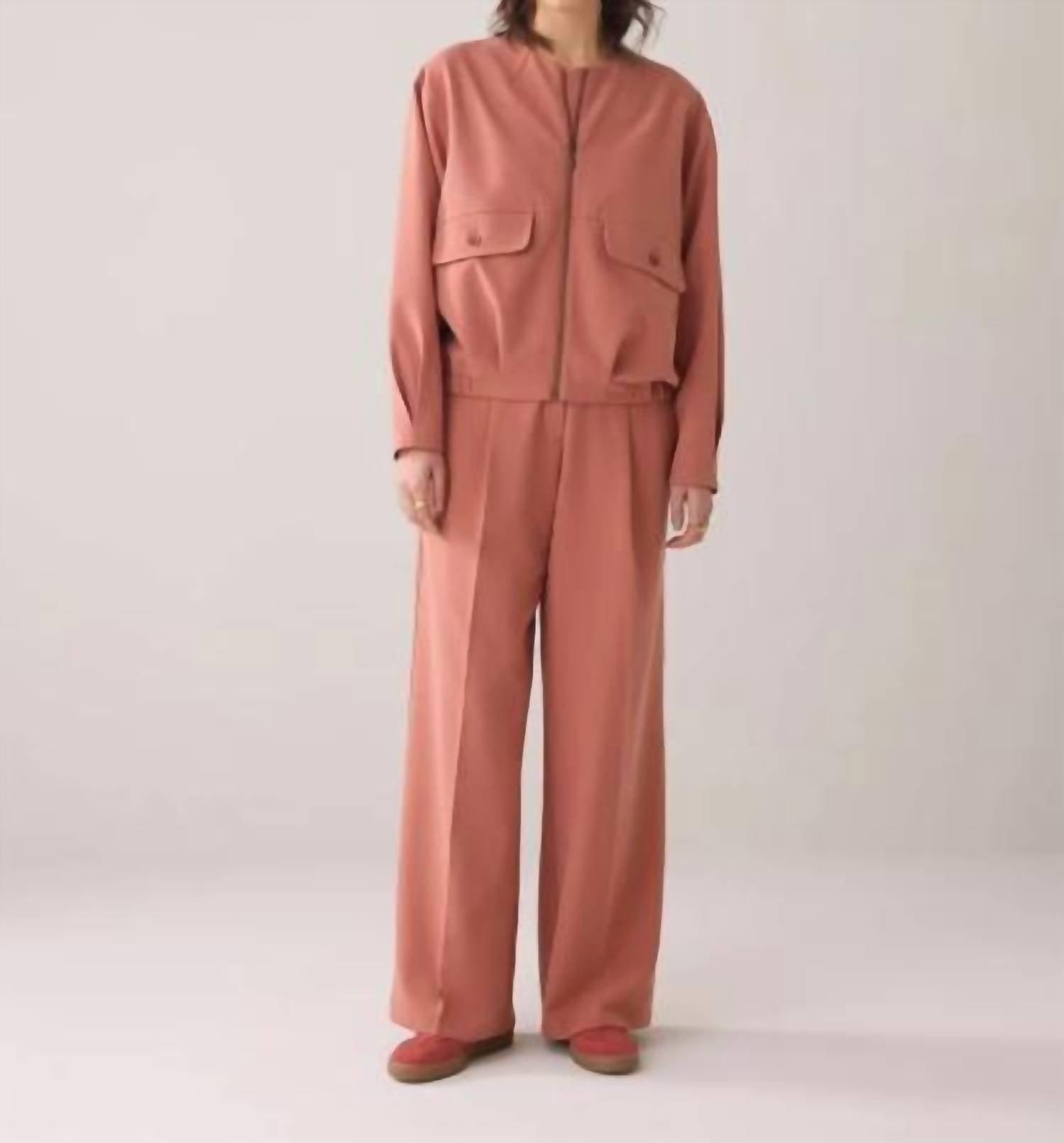 summum Uni Pleated Waistband Trousers in sephia blush - women's pants