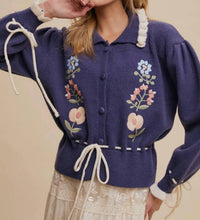 Listicle The Meadow Bloom Knit Cardigan in blue - women's cardigan