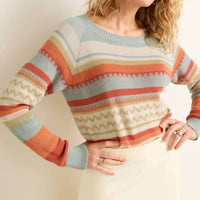 PENDLETON Raglan Cotton Sweater in rust blue multi - women's sweater - view 4
