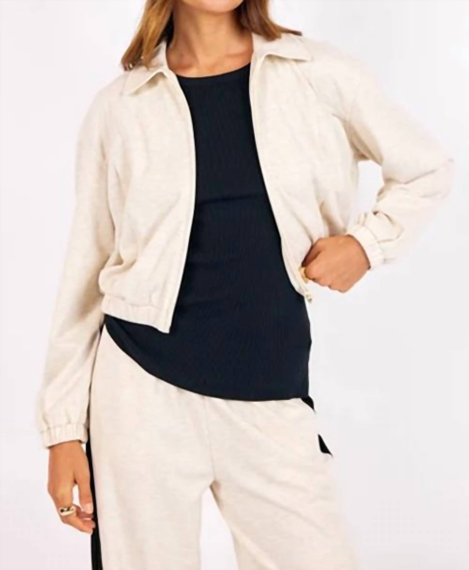 Sadie & Sage Metro Knit Jacket in heather oatmeal - women's jacket