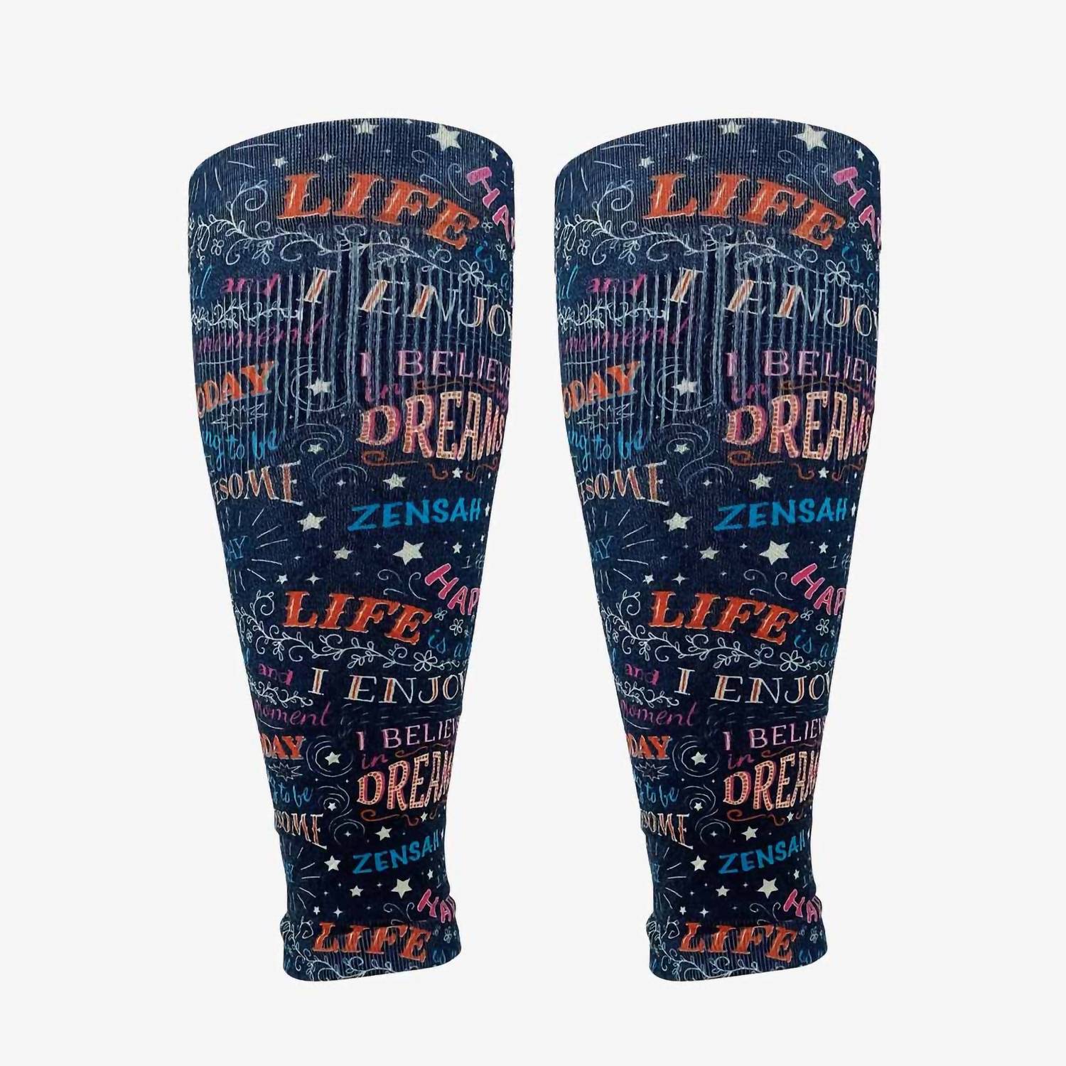 Zensah Unisex - Print Compression Leg Sleeves in motivational quotes black - men's item