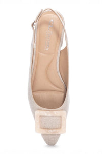 CHINESE LAUNDRY Women's Sweetie Linen Slingback Flats in beige - women's flats - detail view