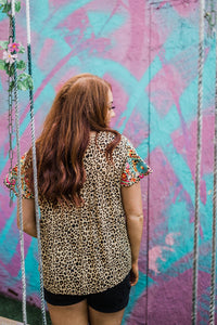 Layerz Clothing - Floral Embroidered Leopard Top