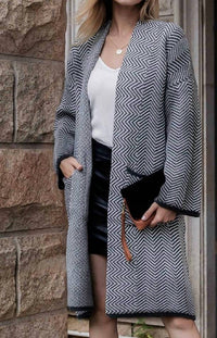 Hope Horizon - Women's Frenchy Herringbone Pattern Cardigan