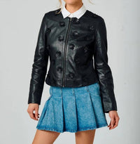 Mauritius - Flora Regular Fit Leather Jacket
