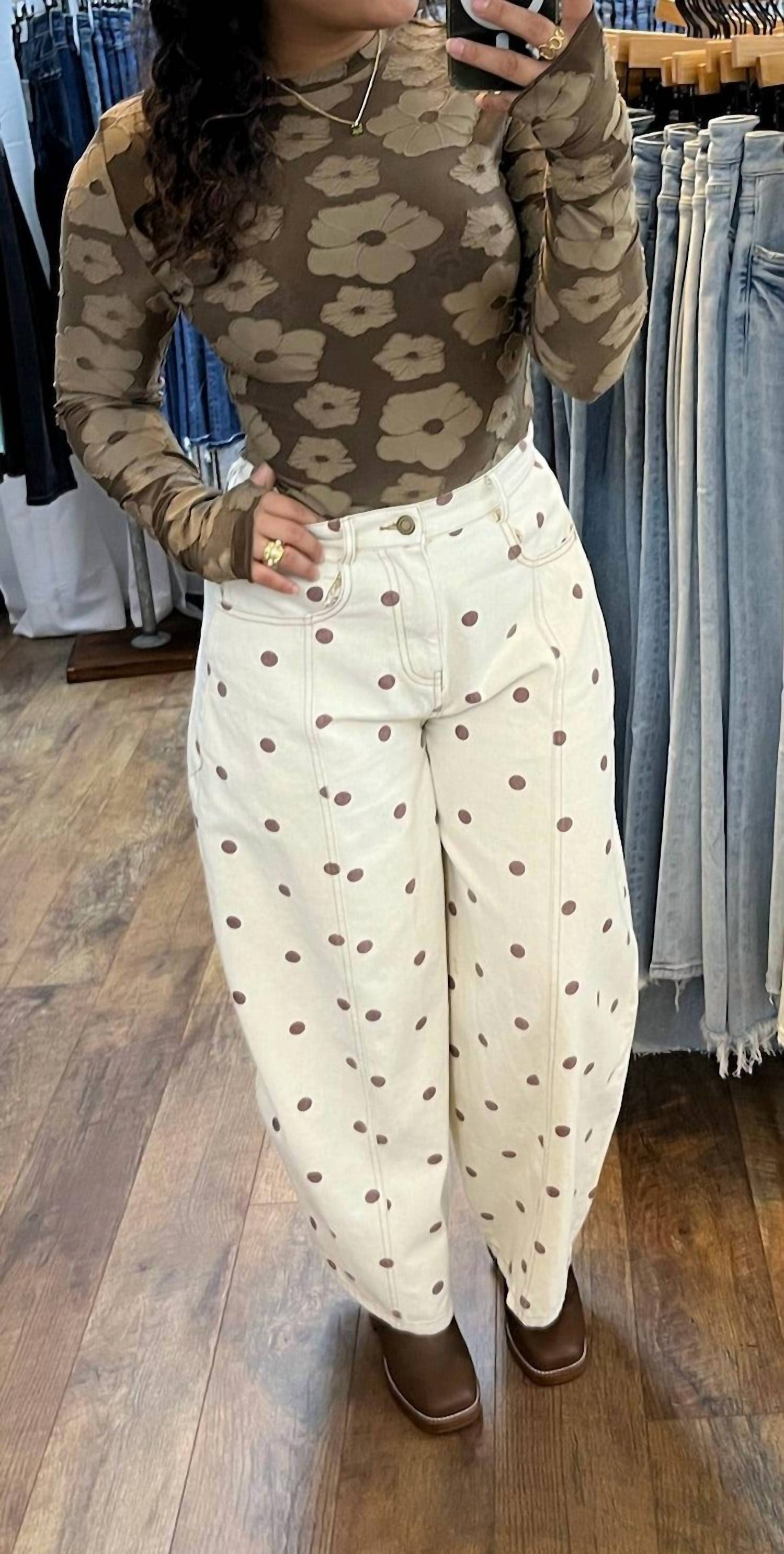 Peach Love - Polka Dot Gypsy Fit Wide Leg Pant