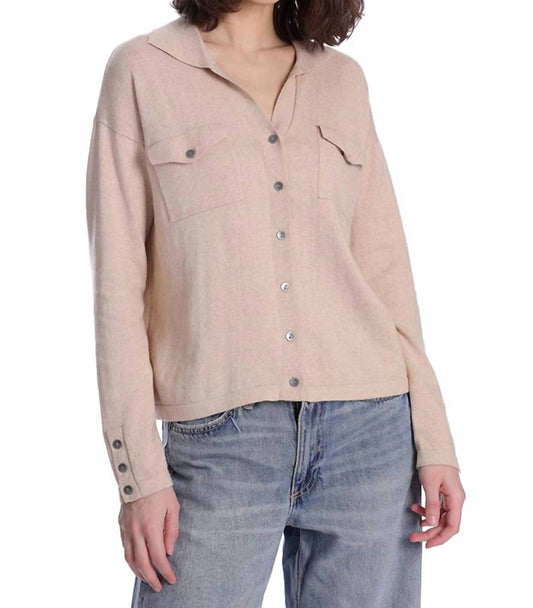 Minnie Rose - Cotton Cashmere Long Sleeve Solid Camp Shirt