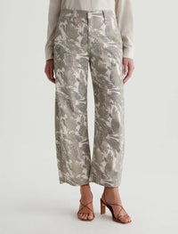 AG Jeans Fiona High Rise Barrel Trousers in urban camo grey multi - women's pants