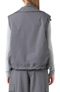 Grey Lab Snap Button Boxy Vest in grey - women's jacket - detail view