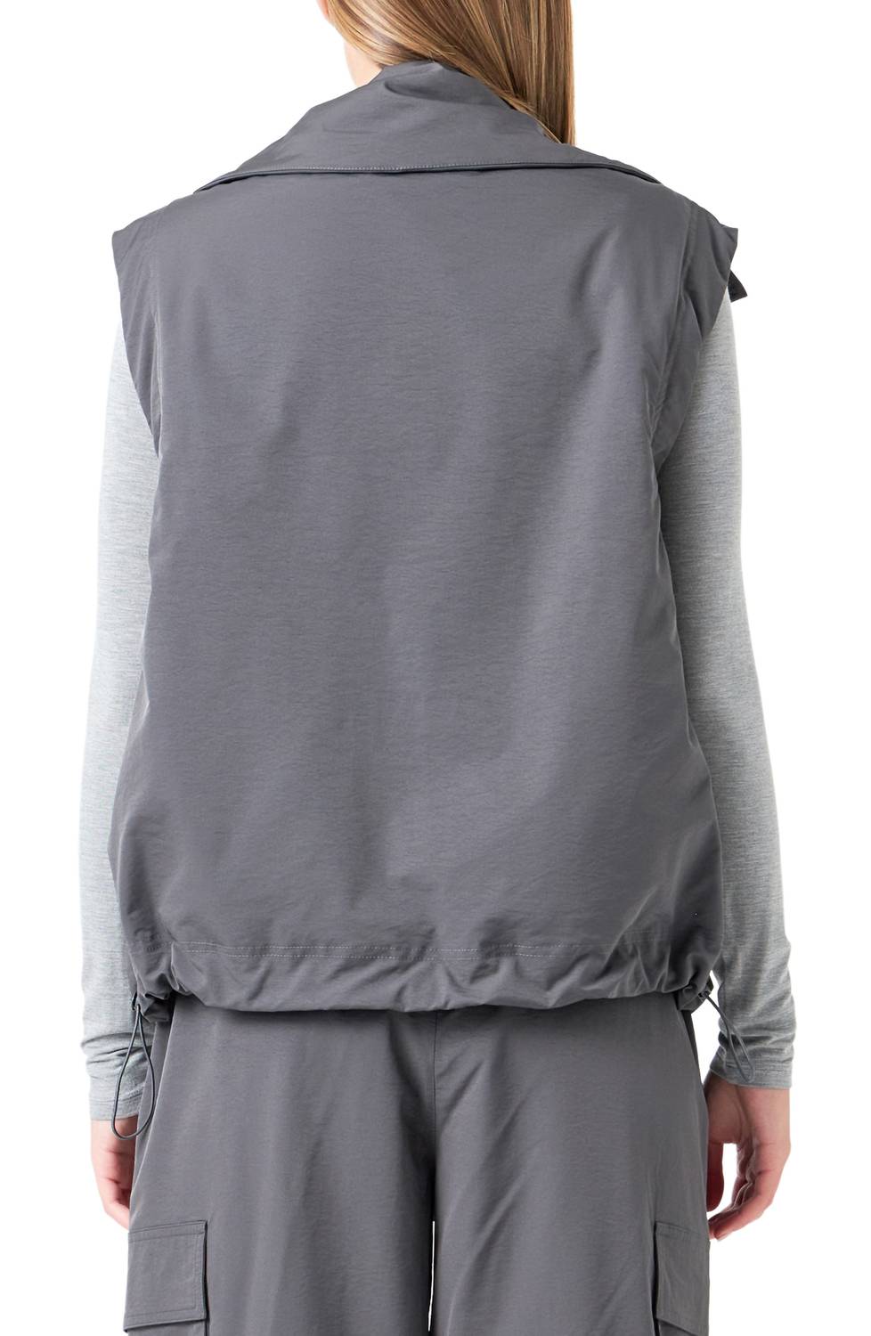 Grey Lab Snap Button Boxy Vest in grey - women's jacket - detail view