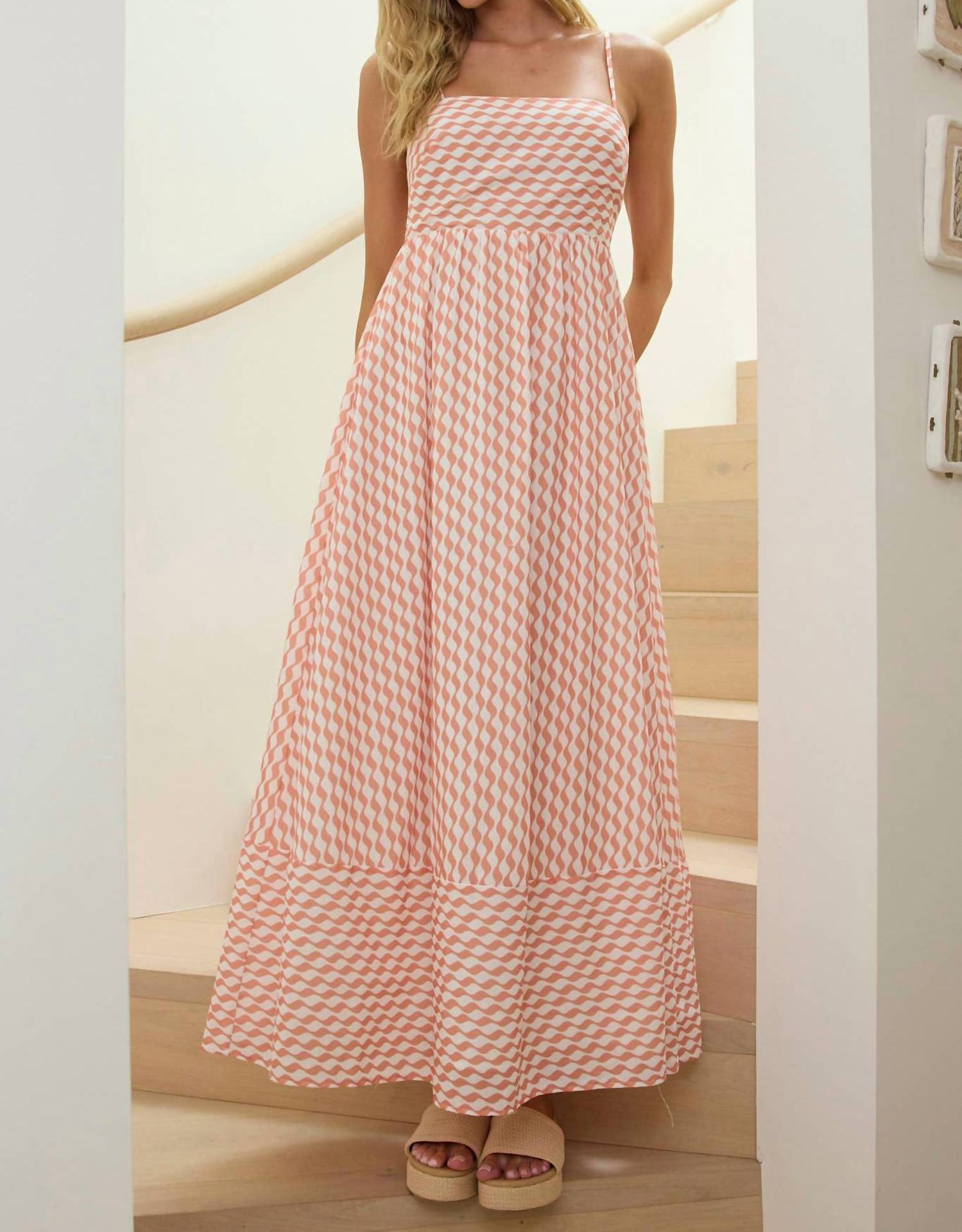 One And Only Collective - Squiggle Smocked Maxi Dress