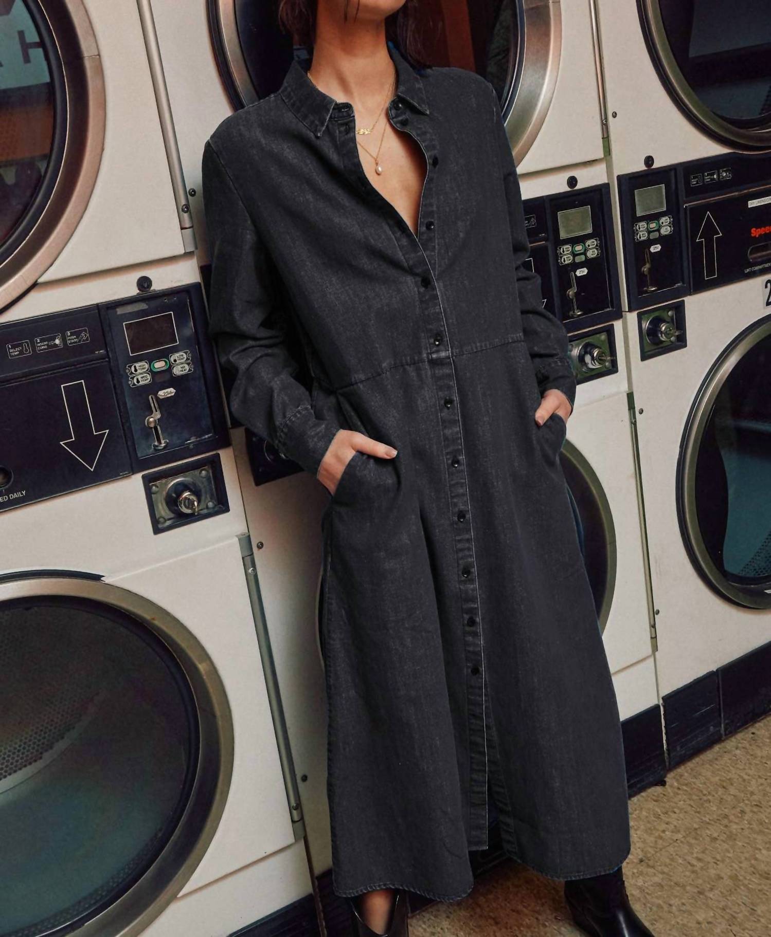 Lara Daisy - The Sunday Stroll Denim Shirt Dress