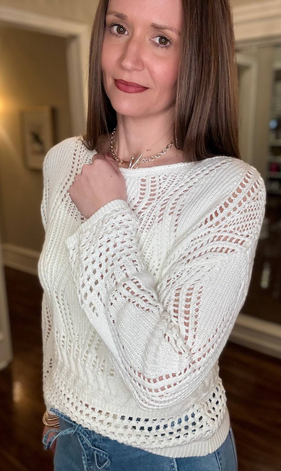 Hem & Thread - Boatneck Crochet Sweater Top