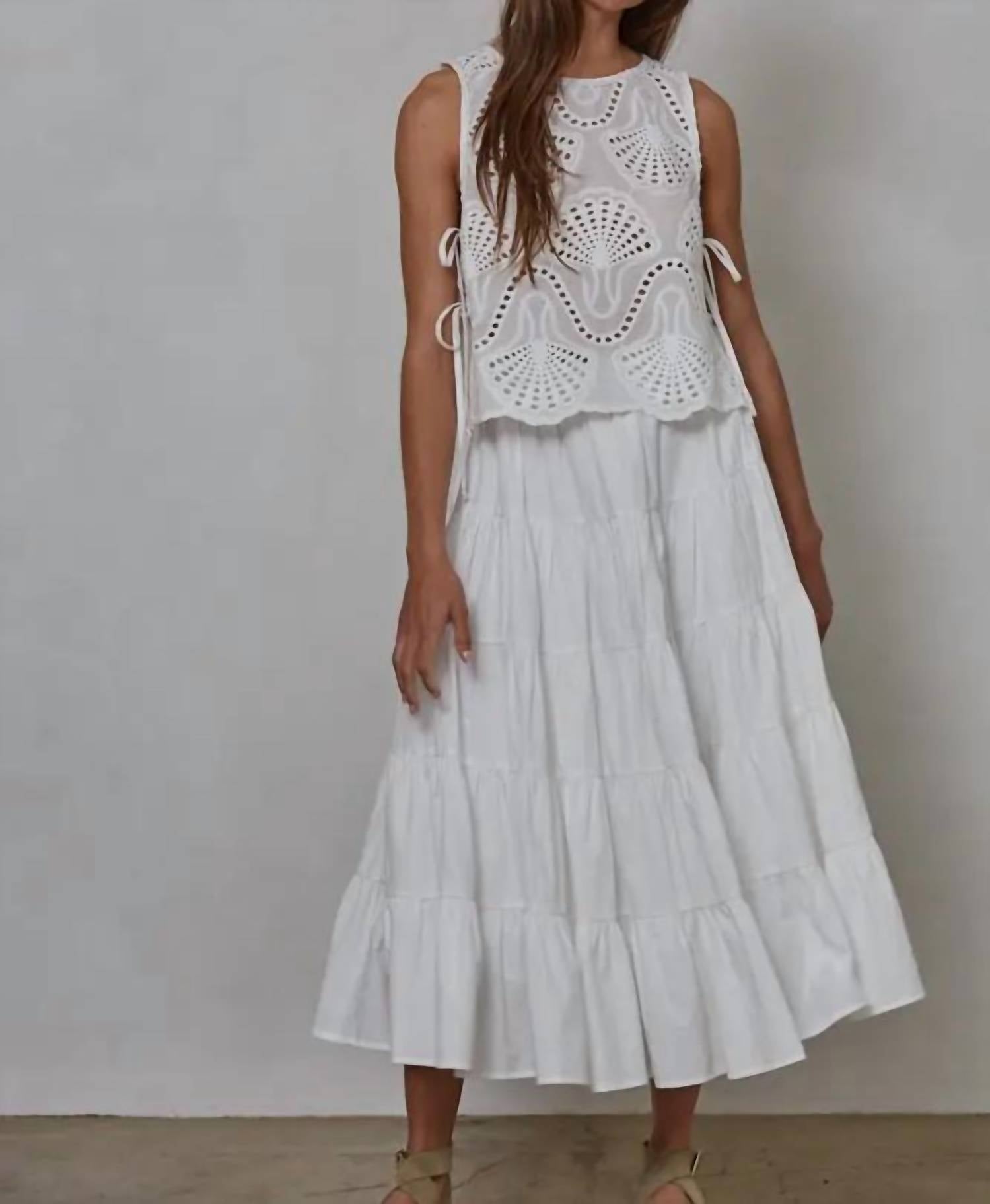 By Together - Cove Woven Cotton Eyelet Round Neck Sleeveless Top