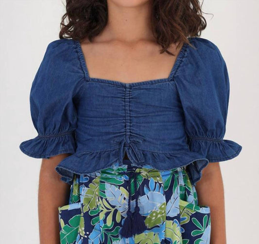 Mayoral - Girls' Puff Sleeve Denim Top