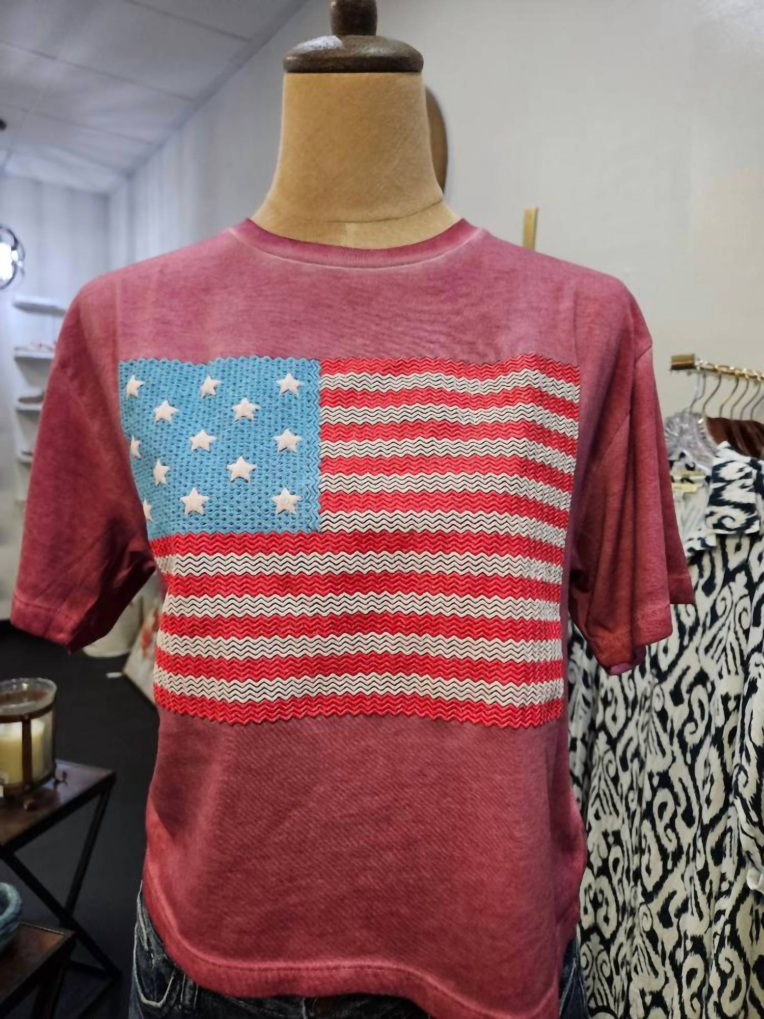 Zutter - Women's American Flag Lunar Dye Crop T-shirt