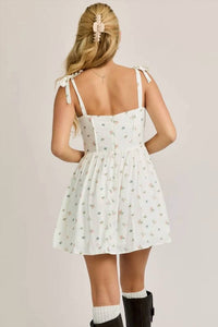 Le Lis - Tie Shoulder Strap Bustier Floral Mini Dress