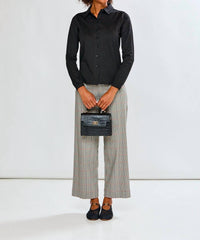 InCashmere Long Sleeve Cotton Knit Shirt in black - women's shirt - view 5