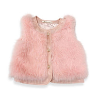 Doe A Dear - Girl's Leather Trimmed Faux Fur Vest
