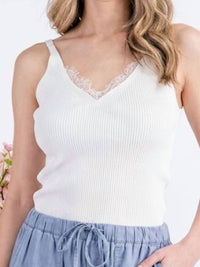 Ee:Some - Lace Trim Knit Top