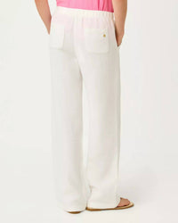 Lilly Pulitzer Brawley Linen Straight Pants in resort white - women's pants - detail view
