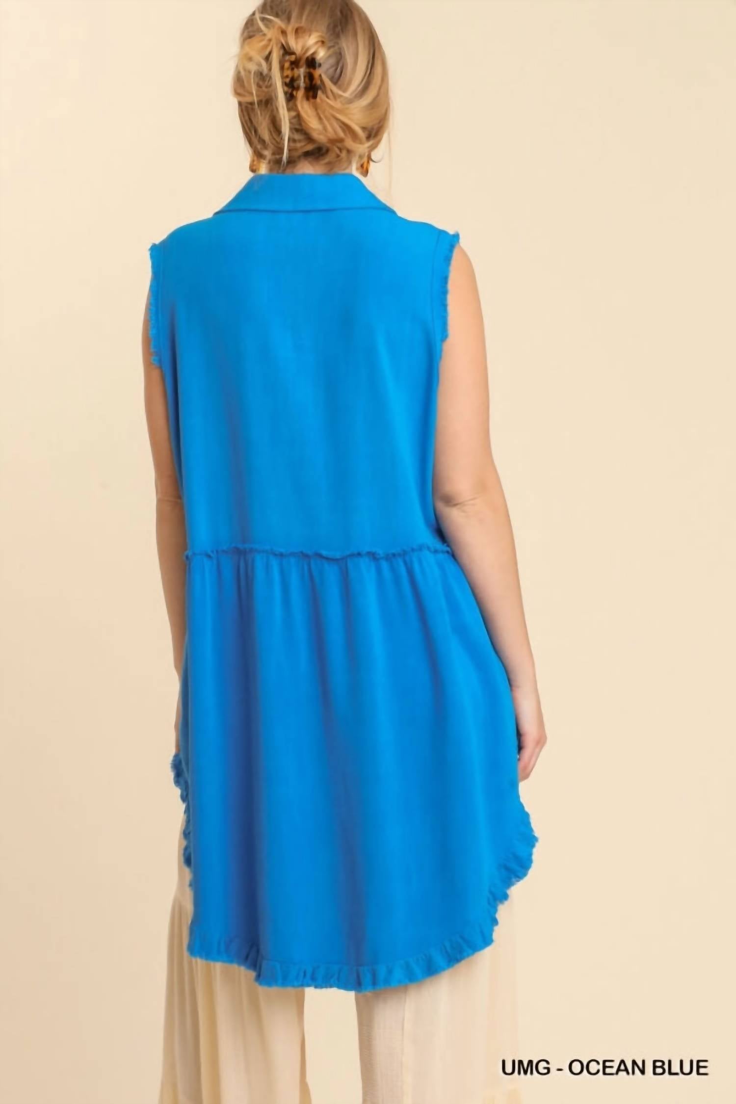 Umgee - Frayed Sleeveless Tunic Top