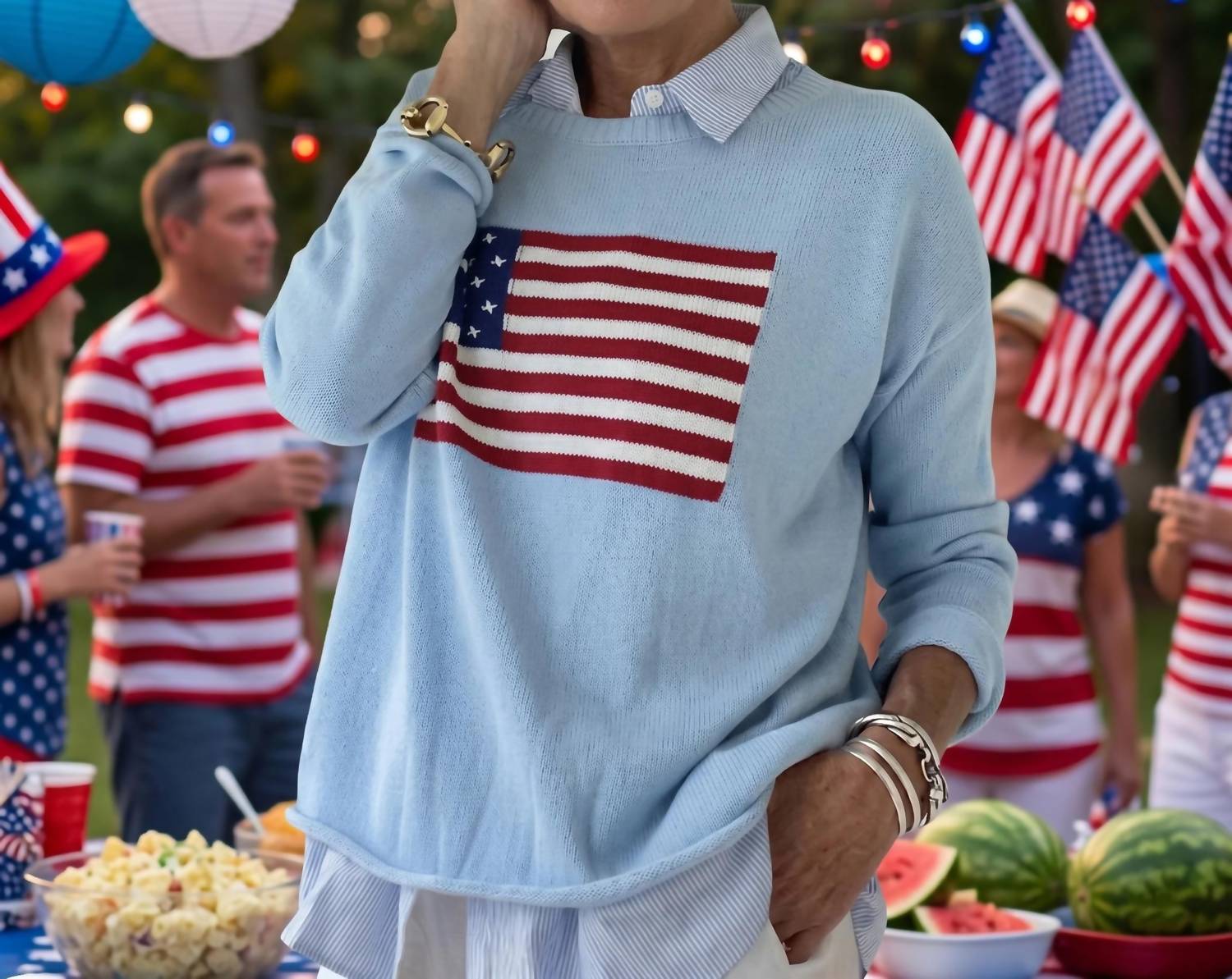 Pink Pineapple - American Flag Sweater