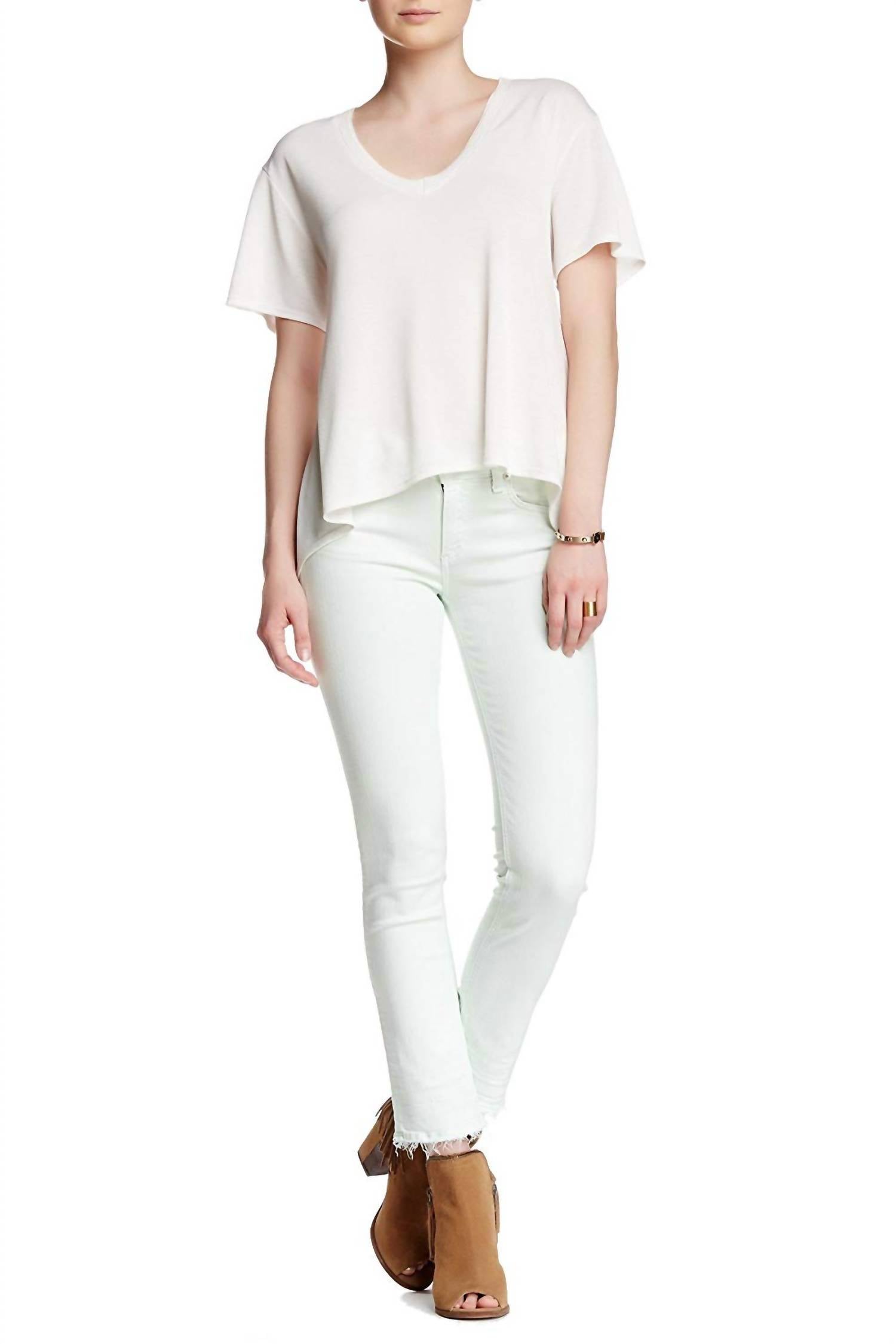 LOW RISE DISTRESSED FRINGE HEM CROPPED JEANS