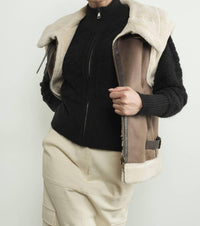 Aaron & Amber - Faux Leather Tabbed Collar Vest