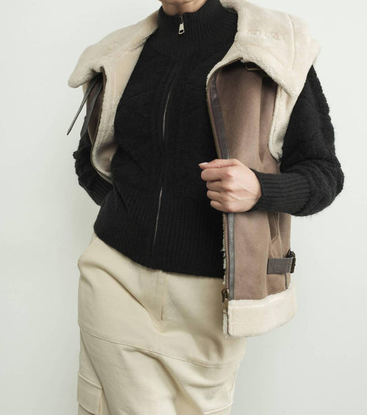 Aaron & Amber - Faux Leather Tabbed Collar Vest