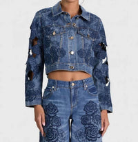 Alice + Olivia - Chloe Laser Cut Denim Jacket