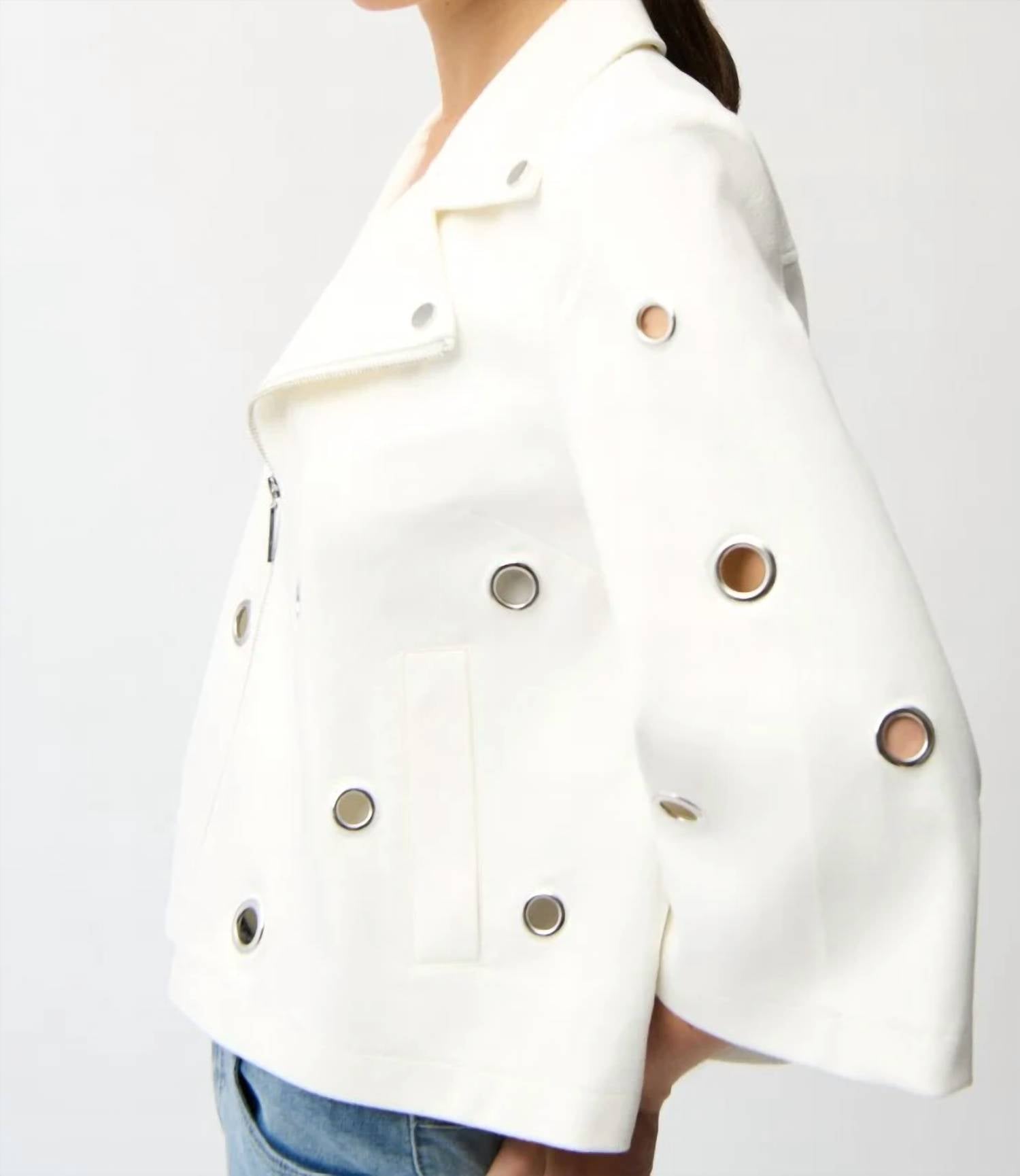Joseph Ribkoff - Faux Suede Grommet Jacket