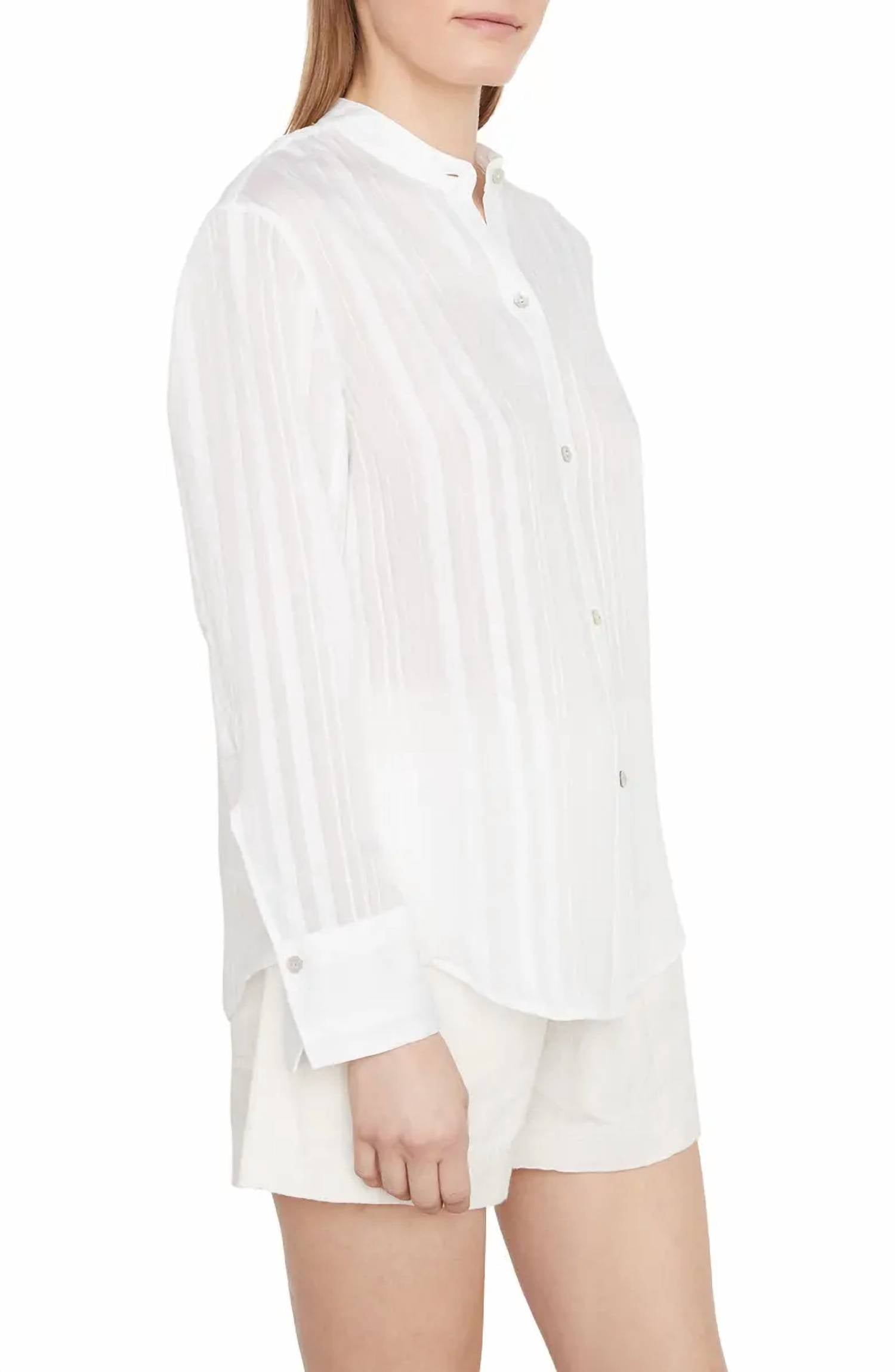 Vince - Drapey Stripe Band Collar Shirt