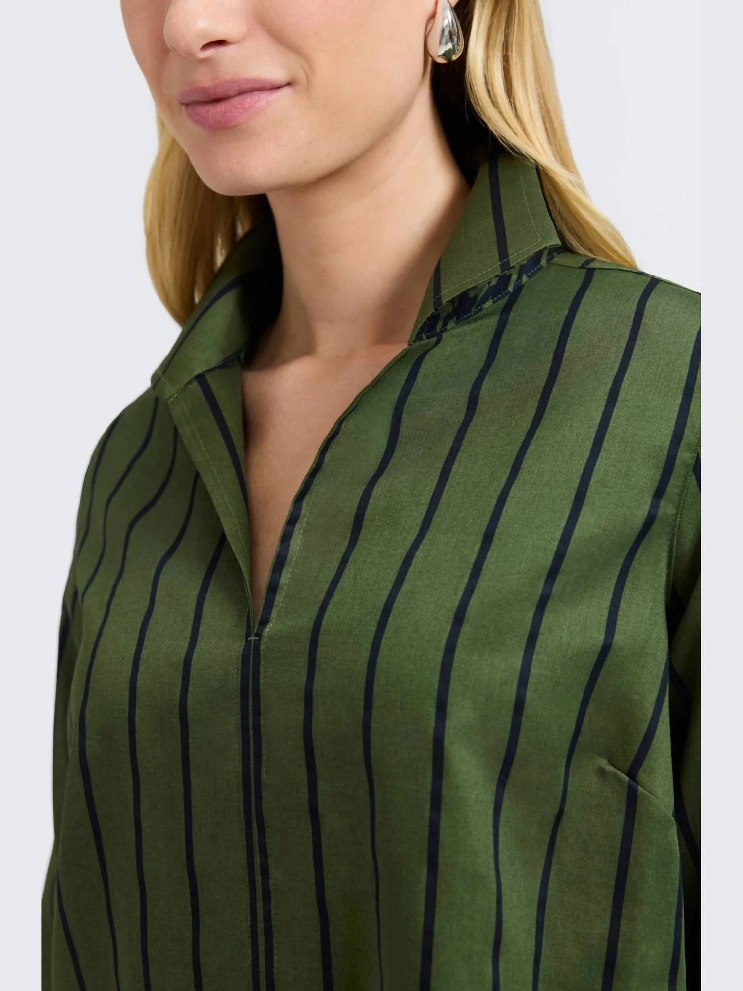 Foxcroft - Agnes Stripe & Houndstooth Popover Shirt