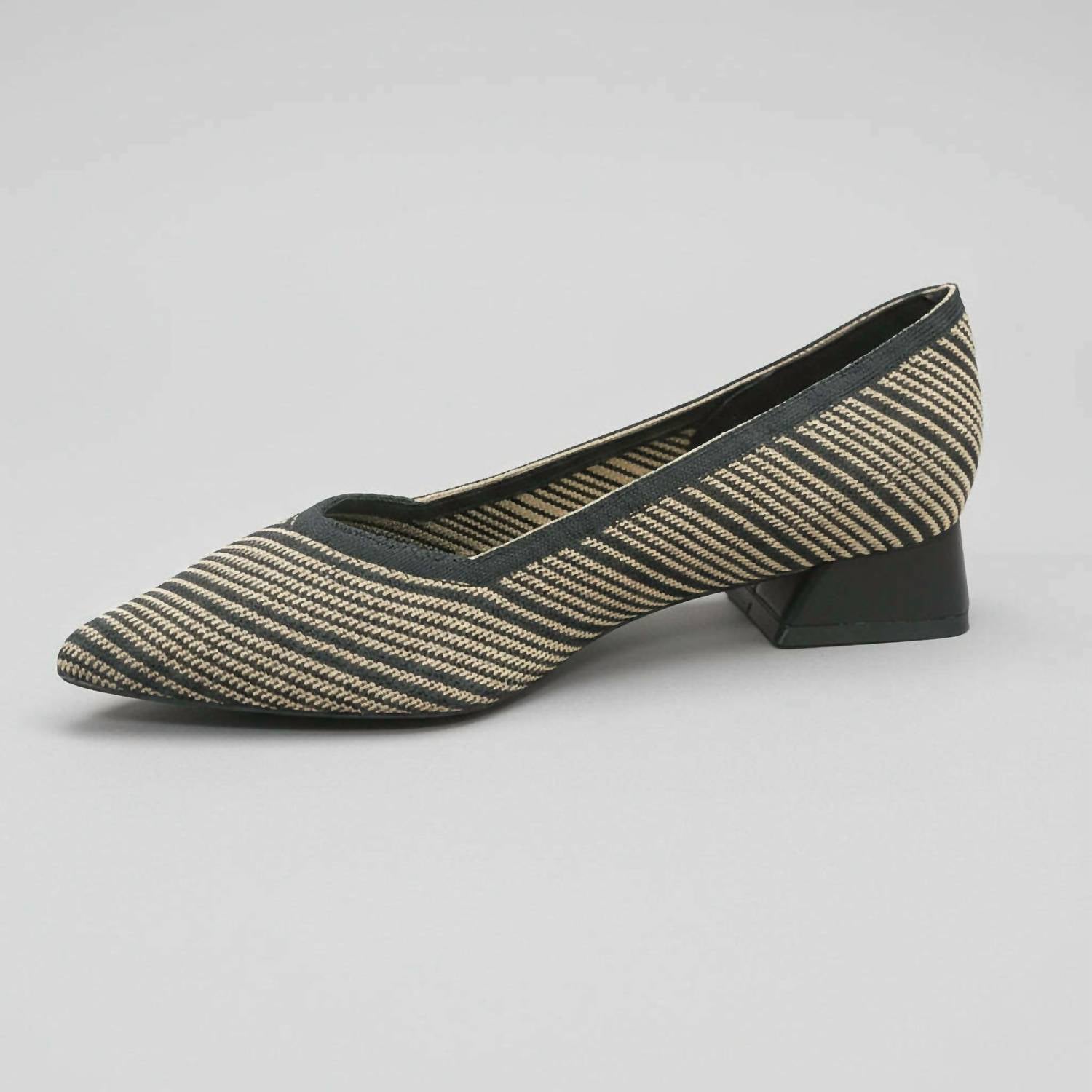 Gioseppo Women's Striped Heeled Shoes in black tan - women's flats - detail view