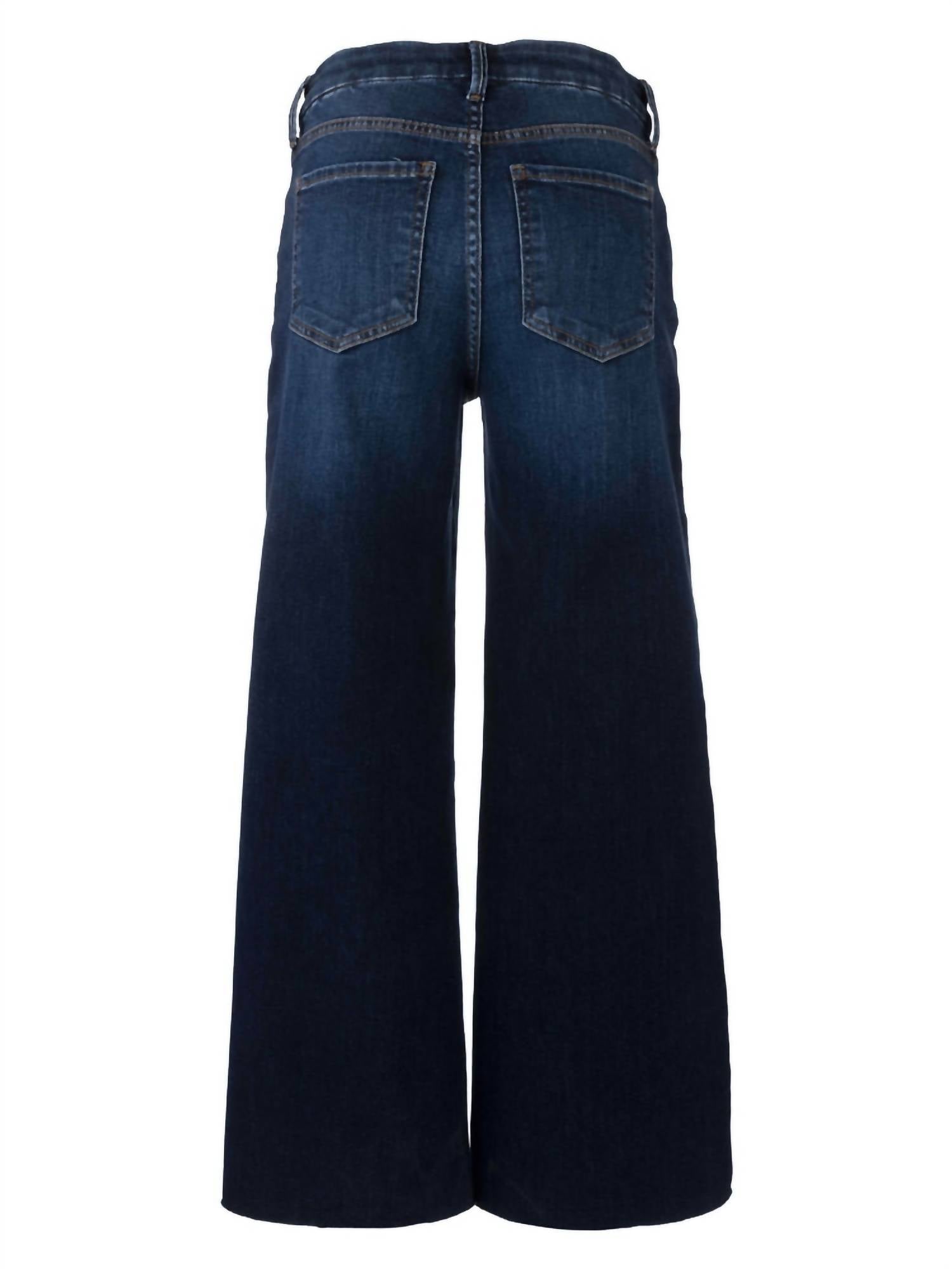 KUT FROM THE KLOTH Women's High Rise Wide Leg Raw Hem Jeans in innoxious - women's pants - detail view