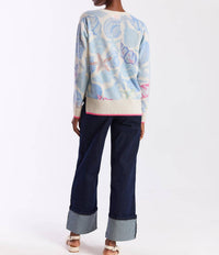Brodie Cashmere Scatter Shell Cashmere Crew Jumper in organic white - women's sweater - detail view