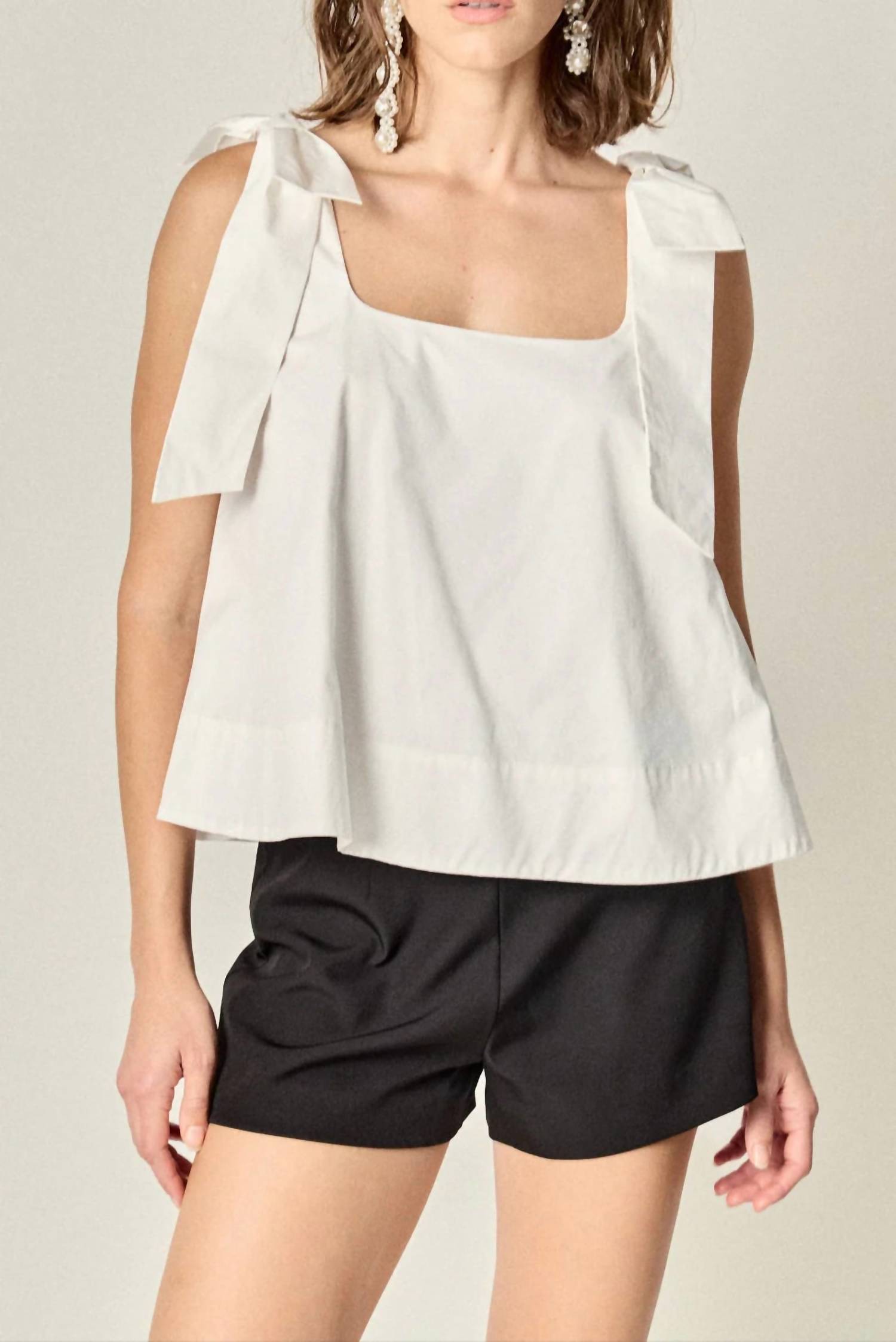 English Factory - Caryn Bow Shoulder Top